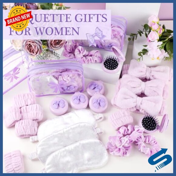 8-Set Spa Party Kit with Hairbrush, Eye Mask, Headband, Wristband, Scrunchie,